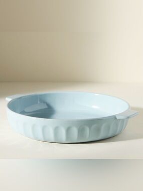ANTHROPOLOGIE Light Blue LATTE STONEWARE PIE DISH AMELIE EDITION